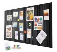 90 x 60 cm large pin board, large cork board, 0.9 cm thick decorative cork wall made of felt, foldable photo board with self-adhesive tape, felt self-adhesive vision board, push pins felt, black