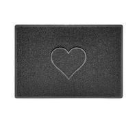 Nicoman Heart Embossed Shape Door Mat Dirt Trapper PVC Spaghetti Mat Washable Quick Drying Barrier Doormat-Dark Grey (Drainage Open-Back)-Large (90x60cm)