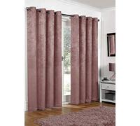 90" x 72" Luxury Blush Pink Soft Woven Embossed Thermal Blackout Ring Top Eyelet Heavy Pair Curtains Lined (228cm x 183cm) By SW Living
