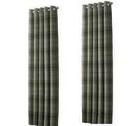 (90 x 72in (229 x 183cm), Natural) Riva Home Aviemore Checked Pattern Ringtop Curtains