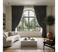 (90" x 90" - (228cm x 228cm), Grey-Pencil Pleat) 100% Blackout Curtains Plain Pencil Pleat Eyelet Ring Top Curtain Pair
