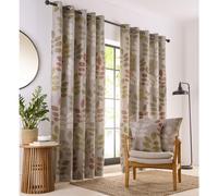 (90 x 90" (229x229cm)) Lined curtains eyelet natural leaf