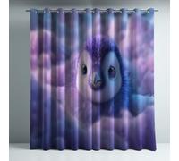 90" x 90" Kids Blackout Curtains Purple, Thermal Curtain Panels and Eyelet Drapes, Penguin Clouds Cute Room Darkening Privacy Noise Reduction and Soft Touch for Nursery Bedroom