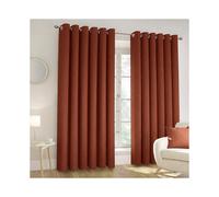 (90" X 90", RUST) 100% Blackout Linen Curtains Thermal Insulated Curtain Pair with Tiebacks