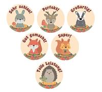 90 x Woodland Friends, Blackcurrant Scented German Stickers for Teachers - 20mm