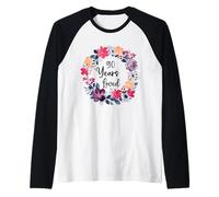 90 Years Loved Floral 90th Birthday Men Women Anniversary Raglan Baseball Tee