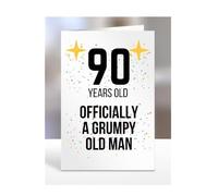 90 Years Old, Officially a Grumpy Old Man Card, Funny, Joke, Gift, 90th Happy Birthday, Presents for, Dad, Daddy, Grandad, Husband, Uncle, Him, Male, A5-164_62
