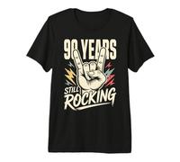 90 Years Still Rocking 90th Birthday Funny 90 Rocker Biker Premium T-Shirt