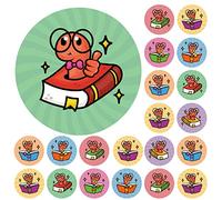 900 Mini Book Worm Reading Reward Dots 10mm Glossy Teacher Reward Stickers Spot Stickers Journal Stickers
