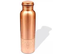 900 ML Copper Water Bottle Leak Proof Design Ayurveda Health Benefit Handmade Vintage for Sports Fitness Yoga, Home, Office, Hotel & A Gift Bottle Traveller's Joint Free 34 OZ (Half Hammered Design)