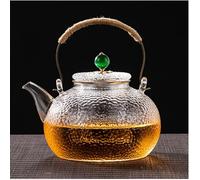 900 ml glass teapot with strainer insert, anti-scald handle and teapot with glass lid, hammered jet pot, teapots for loose tea, for stove, electric cooker (style 1)