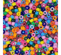 900 Pcs Pony Beads Bulk 6x9mm Plastic Craft Kandi Beads Set Assorted Colors Hair Beads 4mm Hole Suitable for Jewelry Making DIY Keychains Hair Braids Bag Charms Art Craft Supplies