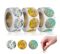 900 pcs Scratch Off Label Stickers, CNYMANY 1-inch Circular Metallic Self-Adhesive Peel and Stick DIY Labels for Games Party Gift Postcard Promotion - Gold, Silver, Green