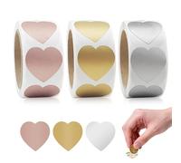 900 pcs Scratch Off Label Stickers, CNYMANY 1-inch Heart Self-Adhesive Peel and Stick DIY Labels for Games Party Gift Postcard Promotion - Gold, Silver, Pink