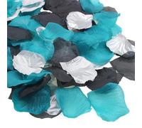 900 PCS Teal Turquoise Aqua Black Silver Flower Petals Artificial Rose Flowers for Table Centerpieces Scatters Wedding Aisle Flower Girl Petals Party Home Decor