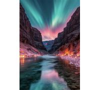 900 Piece Jigsaw Puzzles for Adults - Aurora Canyon River - Eco Matte Anti-Glare Print, Precision Fit Interlocking Pieces with Letter Zone Backing 34.3x13.39 inch