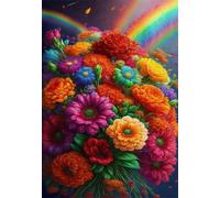 900 Piece Jigsaw Puzzles for Adults - Colorful Flowers - Eco Matte Anti-Glare Print, Precision Fit Interlocking Pieces with Letter Zone Backing 34.3x13.39 inch