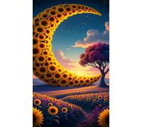 900 Piece Jigsaw Puzzles for Adults - Sunflowers Moon - Eco Matte Anti-Glare Print, Precision Fit Interlocking Pieces with Letter Zone Backing 34.3x13.39 inch