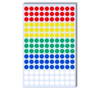 9000 Pack - 10mm Coloured Dot Stickers, Sticky Dots Labels - 5 Assorted Colours
