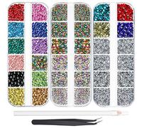 9000 Pieces Hotfix Rhinestone - 12 Colors, 5 Sizes AB Flatback Round Glass Crystal Gem Iron On With Tweezers, Picking Pen for DIY Crafts, Manicure, Nail Design, Clothes, Bag