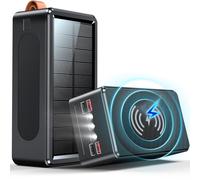 90000mAh Power Bank, Portable Charger with 35W PD Fast Charge, Wireless Charging, 7 Port (4×USB-A, USB-C, Lighting, Micro) Flashlight, Large Capacity Powerbank for Camping, Outdoor (Black)