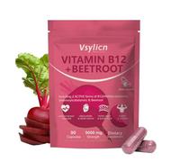 9000mg Beetroot Extract & 1000mcg Vitamin B12 Complex - Methylcobalamin & Adenosylcobalamin - Energy & Immune Support - Blood Pressure Supplements, Vegan, Nitric Oxide Supplement - 90 Capsules