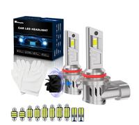 9005 HB3 LED Headlight Bulb, 2025 Newest 600% Brighter 9005 LED Bulb Plug and Play All-in-One Mini 28000LM 120W 6500K Car High/Low Beam HB3 Headlight with Turbofan with Interior Festoon Light Kit