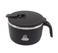 900ML Capacity Lunch Bowl with Lid, Stainless Steel Instant Noodles Bowl, Double Layer Soup Bowl, Instant Noodle Cooker, Thermal Lunch Box Container for Home Kitchen Office(Black)