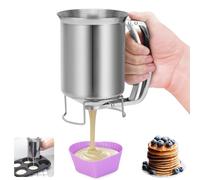 900ml Mix Batter Separator with Squeeze Handle, Cake Pancake Pourer, Muffins-Cooking Funnel, Stainless Steel Egg Tart Liquid Dispenser, Kitchen Baking Tool for Cupcake, Brownie, Donut, Crepes, Waffles