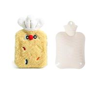 900ml Square Hot Water Bottle with Cute Plush Cover - Leak-Proof Design for Menstrual Cramp & Muscle Pain Relief, Reusable Hot/Cold Therapy Pack (Yellow)