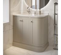 900mm Beige Left Hand Curved Corner Freestanding Vanity Unit with Basin - Bowland