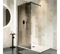 900mm Black Smoked Glass Shower Screen for Wet Room & Walk In Shower - Atlas
