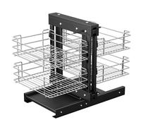 900mm Blind Corner Pull Out Organizer,2 Tier 4 Shelf Kitchen Cabinet Organizer, Chrome Carbon Steel Storage Basket, Left Open & Right Open Compatible,for Blind Corner Kitchen or Bathroom Cabinet