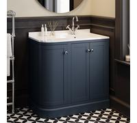 900mm Blue Curved Right Hand Corner Freestanding Vanity Unit with Basin - Bowland