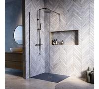900mm Gunmetal Shower Screen for Wet Room & Walk In Shower Corvus