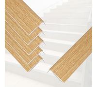 900mm Length Wood Grain Flooring Transition Strip, Edge Decoration Aluminum Alloy for Bridging Floor Gaps, Sturdy Indoor & Outdoor Stair Brink Protector(C- 6 PCS,L 900mm x W 30mm x H 20mm)