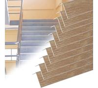 900mm Length Wood Grain Flooring Transition Strip, Edge Decoration Aluminum Alloy for Bridging Floor Gaps, Sturdy Indoor & Outdoor Stair Brink Protector(E- 10 PCS,L 900mm x W 28mm x H 12mm)