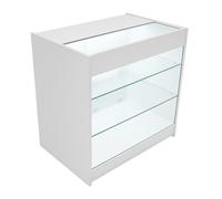 (900mm W - 3 Display Shelves - With LED's, White) Shop Counter LED Light B 900mm Lockable Sliding Doors 2 Keys Retail Storage Unit Display Showcase Cabinet Reception Desk