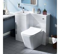 900mm White LH Basin Vanity WC Unit BTW Rimless Toilet | Elora
