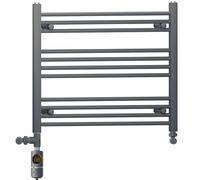 900mm Wide Anthracite Grey Dual Fuel Electric Radiator Bathroom Towel Rail Radiator With Thermostatic and Standard Electric Element UK (900 x 600 mm (h), AF Thermostatic Electric Element)