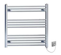 900mm Wide Flat Chrome Electric Pre-Filled Heated Towel Rail Radiator For Bathroom Designer UK (900 x 700mm (h))