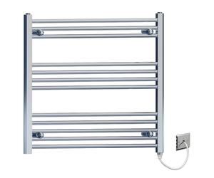 900mm Wide Flat Chrome Electric Pre-Filled Heated Towel Rail Radiator For Bathroom Designer UK (900 x 700mm (h))