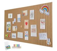 900mm x 600mm Large Pinboard, Large Cork Board, Decorative Cork Wall Made of Felt, 0.9cm Thick, Foldable Photo Board with Self-Adhesive Tape, Self-Adhesive Felt Vision Board, Felt Pins, Cinnamon