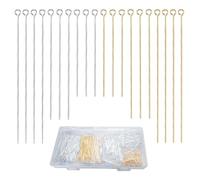 900pcs Metal Eye Pins 30mm 40mm 50mm Assorted Sizes Gold Silver Straight Eye Pins Jewelry Making Head Pins for Craft Earring Bracelet Necklace Pendant Supplies
