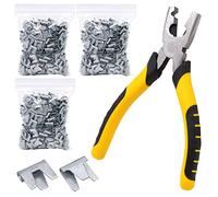 900pcs Rabbit Chicken Wire Cage Clips with Fence Pliers Hog Rings Snap-Ring Pliers Wire Clamp Tool Fasten Clips Buckle Pliers for Building Installation Wire Cage Pet Bird Quail