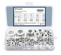 900Pcs Washers for Screws & Bolts, Flat Penny Washers Stainless Steel with 9 Sizes M2 M2.5 M3 M4 M5 M6 M8 M10 M12 Flat Metal Washer Assorted