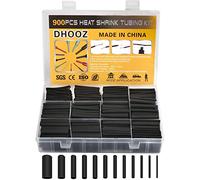 900Pcs Wire Heat Shrink Tubing Kit With Adhesive, Industrial Heat-Shrink Tubing for Wires, 2:1 Marine Grade Heat Shrink Wrap, Premium Large Electrical Waterproof Heat Shrink Tape (Black 12 Sizes)DHOOZ