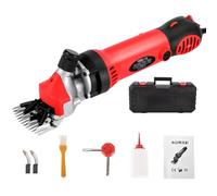 900w Electric Adjustment Sheep Shears, 6-Speed Heavy Duty Sheep Shearing Clippers with 13-Tooth Blade, for Thick Horses Alpacas Goats Blue with 9-Tooth(Red with 9-Tooth)