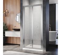 Elegant Bi-Fold Shower Door With 5mm Tempered Glass,double Folding Pivot Shower Enclosure 900X1850mm