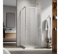 (900x700mm) ELEGANT Square Corner Shower Enclosure, Sliding Reversible Shower Door, Corner Entry Bathroom Shower Cubicle